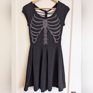 Black Skeleton Print Dress
